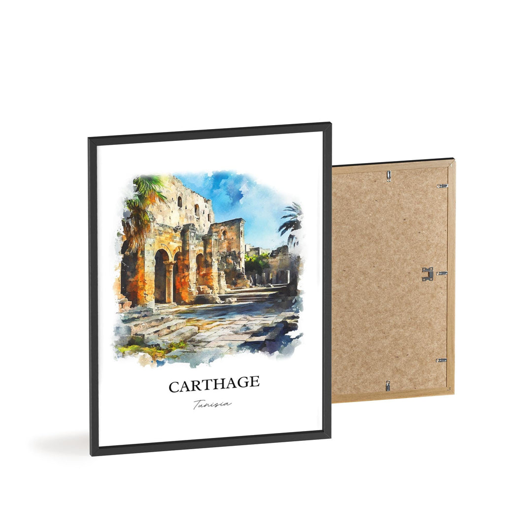 Carthage Wall Art, Tunisia Print, Tunisia Watercolor Art, Carthage Tunisia Gift, Travel Print, Travel Poster, Housewarming Gift