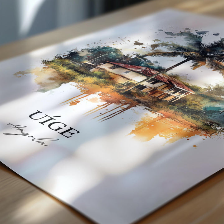 Uíge Angola Wall Art, Angola Print, Angola Watercolor Art, Uíge Gift, Travel Print, Travel Poster, Housewarming Gift