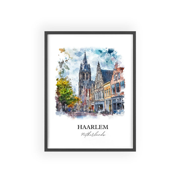 Haarlem Wall Art, North Holland Print, Netherlands Watercolor Art, Haarlem Netherlands Gift, Travel Print, Travel Poster, Housewarming Gift