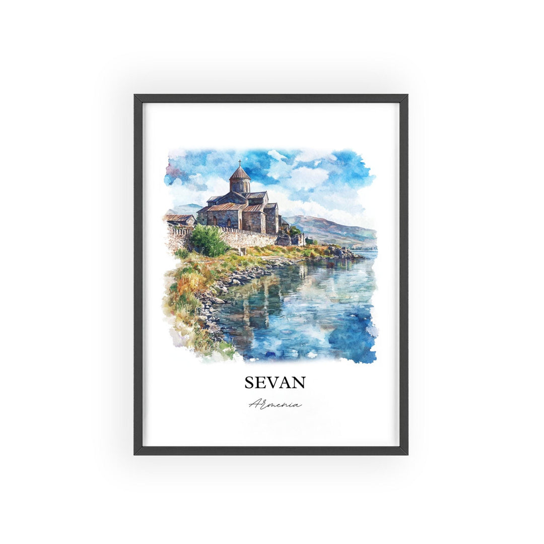 Sevan Armenia Wall Art, Gegharkunik Print, Armenia Watercolor Art, Sevan Armenia Gift, Travel Print, Travel Poster, Housewarming Gift
