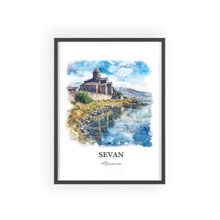 Sevan Armenia Wall Art, Gegharkunik Print, Armenia Watercolor Art, Sevan Armenia Gift, Travel Print, Travel Poster, Housewarming Gift