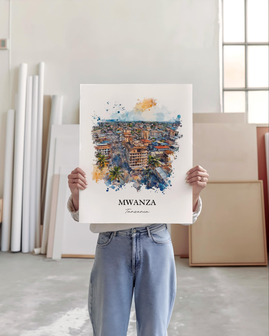Mwanza Wall Art, Tanzania Print, Tanzania Watercolor Art, Mwanza Tanzania Gift, Travel Print, Travel Poster, Housewarming Gift