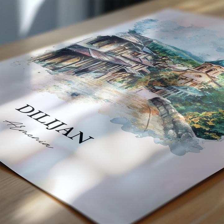 Dilijan Wall Art, Northern Armenia Print, Armenia Watercolor Art, Dilijan Armenia Gift, Travel Print, Travel Poster, Housewarming Gift