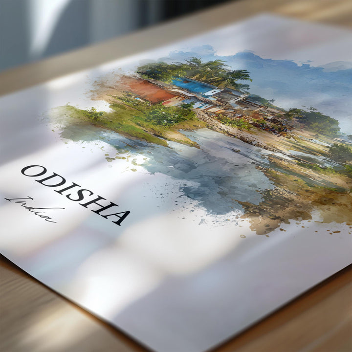 Odisha India Wall Art, Odisha Print, Odisha India Watercolor Art, India Gift, India Travel Print, Travel Poster, Housewarming Gift