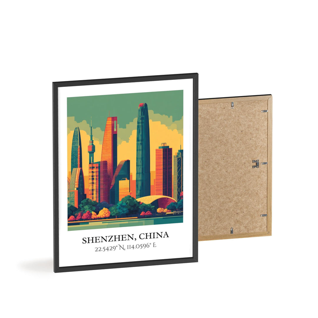 Shenzhen Art, Shenzhen Retro Travel Art, Shenzhen China Home Decor, Shenzhen Gift, China Travel Art, Travel Prints, Housewarming Gift