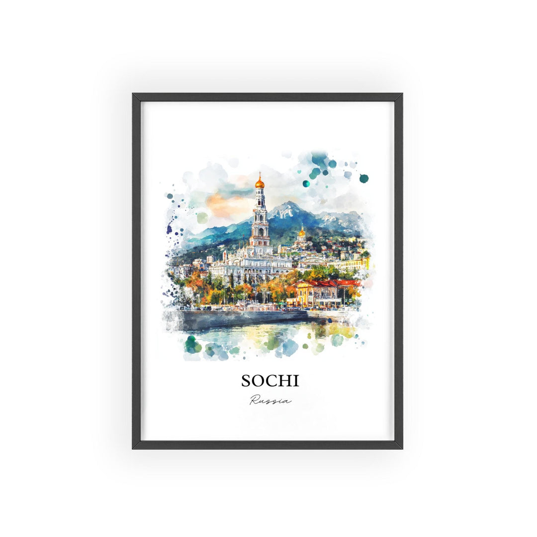 Sochi Russia Wall Art, Sochi Print, Russia Watercolor Art, Sochi Russia Gift, Travel Print, Travel Poster, Housewarming Gift