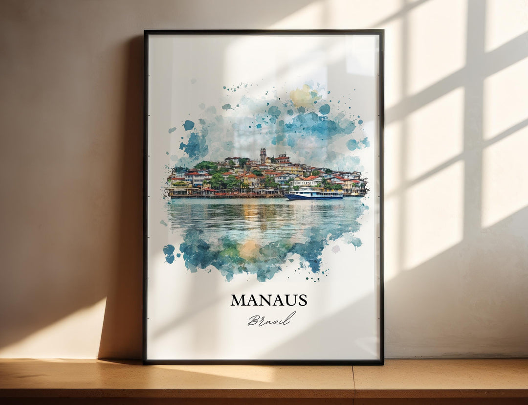 Manaus Brazil Wall Art, Manaus Print, Brazil Watercolor Art, Manaus Brazil Gift, Travel Print, Travel Poster, Housewarming Gift