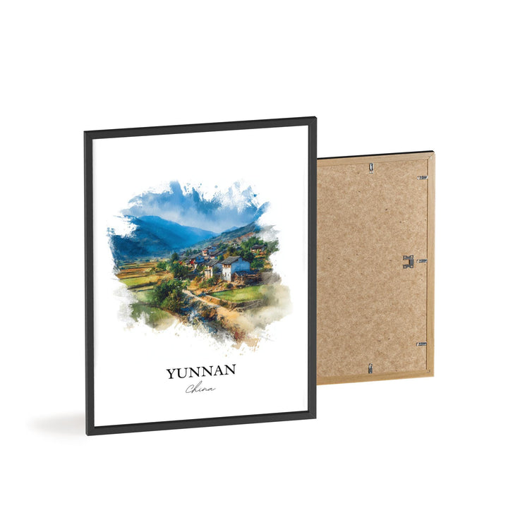 Yunnan China Wall Art, Yunnan Print, Yunnan Watercolor Art, Yunnan China Gift, China Travel Print, Travel Poster, Housewarming Gift