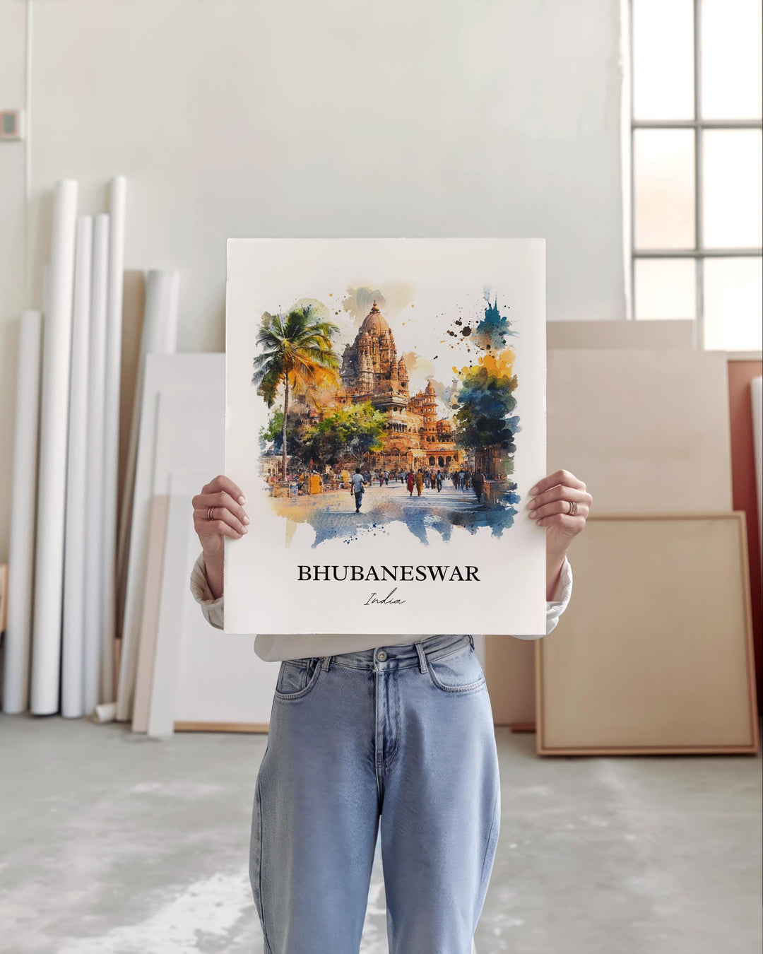 Bhubaneswar Wall Art, Odisha India Print, India Watercolor Art, Bhubaneswar India Gift, Travel Print, Travel Poster, Housewarming Gift