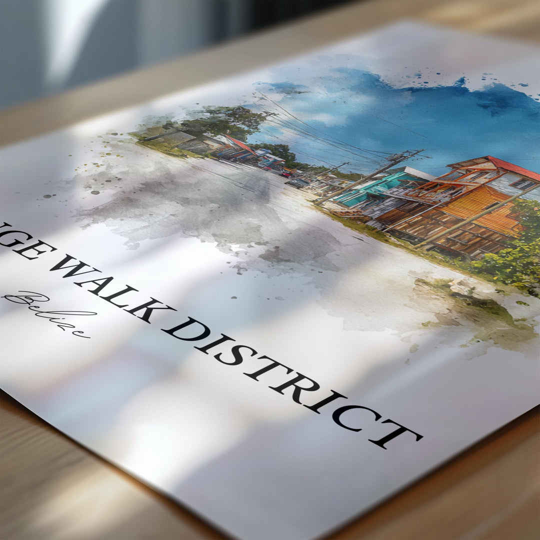 Orange Walk District Art, Belize Print, Belize Watercolor Art, Belize Gift, Belize Travel Print, Travel Poster, Housewarming Gift