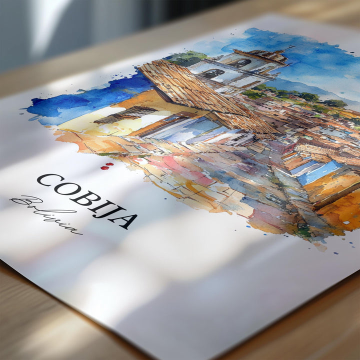 Cobija Bolivia Wall Art, Pando Bolivia Print, Bolivia Watercolor Art, Cobija Bolivia Gift, Travel Print, Travel Poster, Housewarming Gift