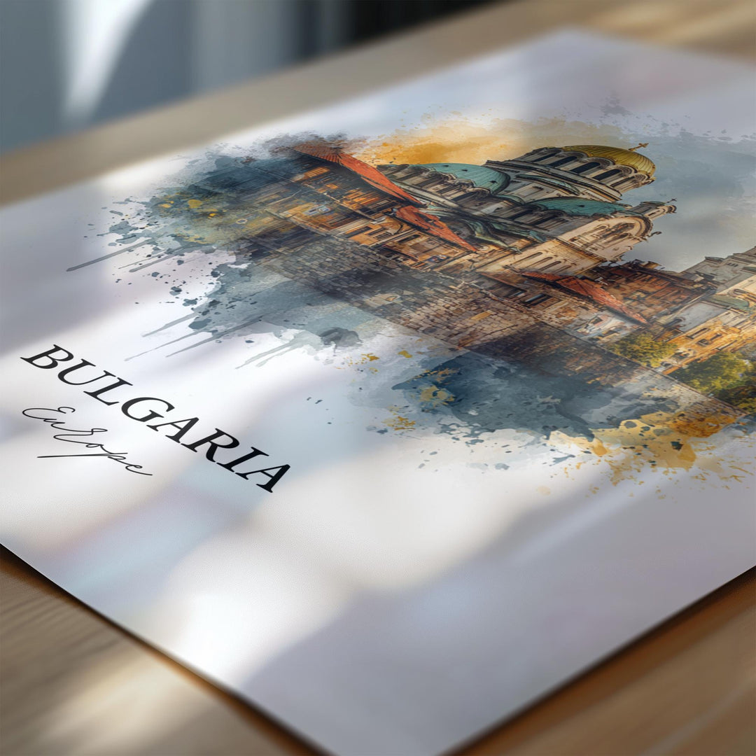 Bulgaria Wall Art, Bulgaria Print, Bulgaria Watercolor Art, Bulgaria Country Gift, Travel Print, Travel Poster, Housewarming Gift