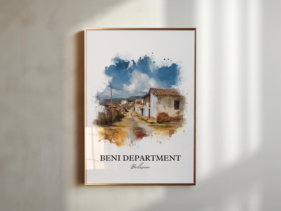 Beni Bolivia Wall Art, Beni Department Print, Bolivia Watercolor Art, Bolivia Gift, Bolivia Travel Print, Travel Poster, Housewarming Gift