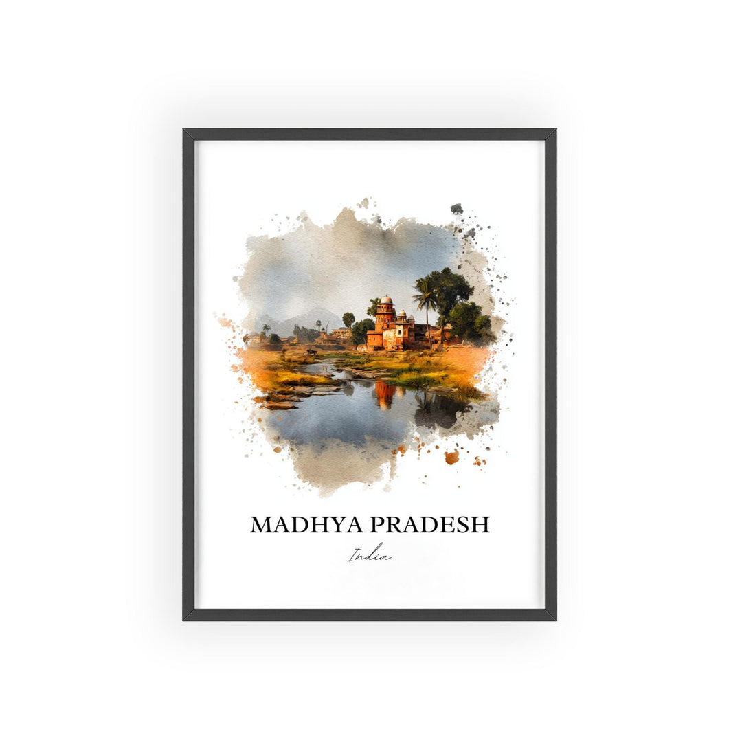 Madhya Pradesh Wall Art, India Print, India Watercolor Art, Madhya Pradesh Gift, India Travel Print, Travel Poster, Housewarming Gift