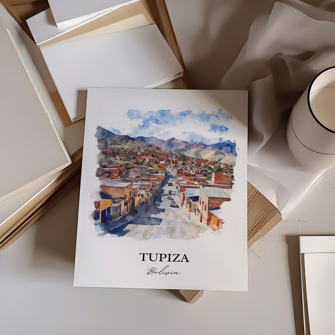 Tupiza Bolivia Wall Art, Potosí Print, Bolivia Watercolor Art, Tupiza Bolivia Gift, Travel Print, Travel Poster, Housewarming Gift