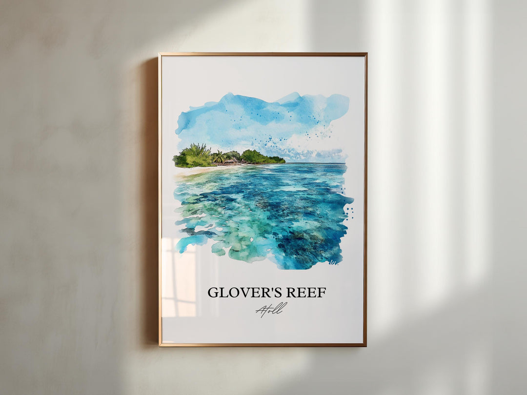 Glovers Reef Wall Art, Belize Print, Belize Watercolor Art, Glovers Reef Gift, Travel Print, Travel Poster, Housewarming Gift