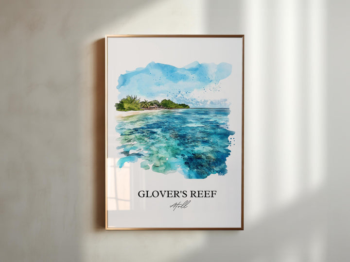 Glovers Reef Wall Art, Belize Print, Belize Watercolor Art, Glovers Reef Gift, Travel Print, Travel Poster, Housewarming Gift