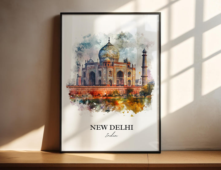 New Delhi Wall Art, New Delhi India Print, India Watercolor Art, New Delhi India Gift, Travel Print, Travel Poster, Housewarming Gift