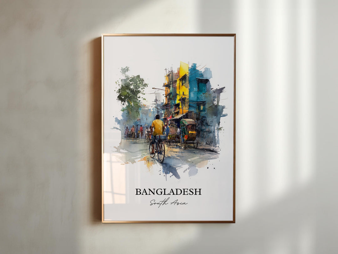 Bangladesh Wall Art, Bangladesh Print, Bangladesh Watercolor Art, Bangladesh Gift, Travel Print, Travel Poster, Housewarming Gift