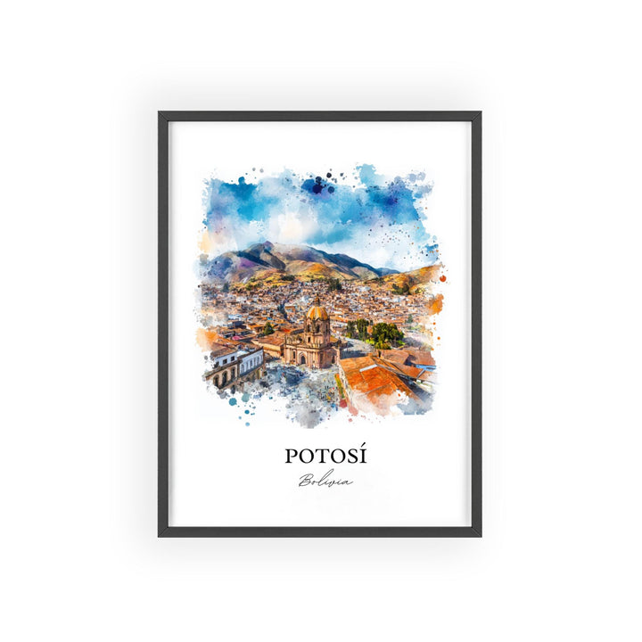 Potosí Bolivia Wall Art, Potosí Print, Bolivia Watercolor Art, Potosí Bolivia Gift, Travel Print, Travel Poster, Housewarming Gift