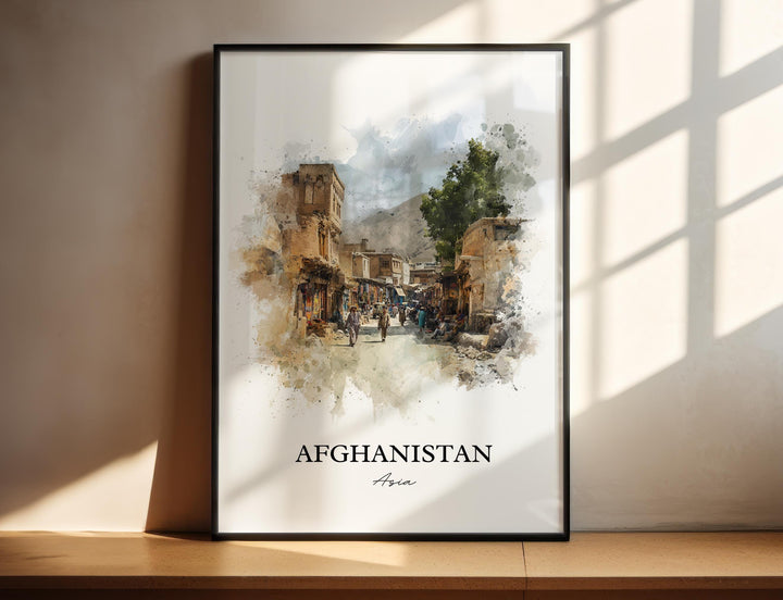 Afghanistan Wall Art, Afghanistan Print, Afghanistan Watercolor Art, Afghanistan Gift, Travel Print, Travel Poster, Housewarming Gift