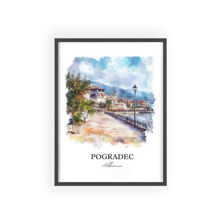 Pogradec Wall Art, Albania Prints, Albania Watercolor Art, Pogradec Albania Gift, Travel Print, Travel Poster, Housewarming Gift