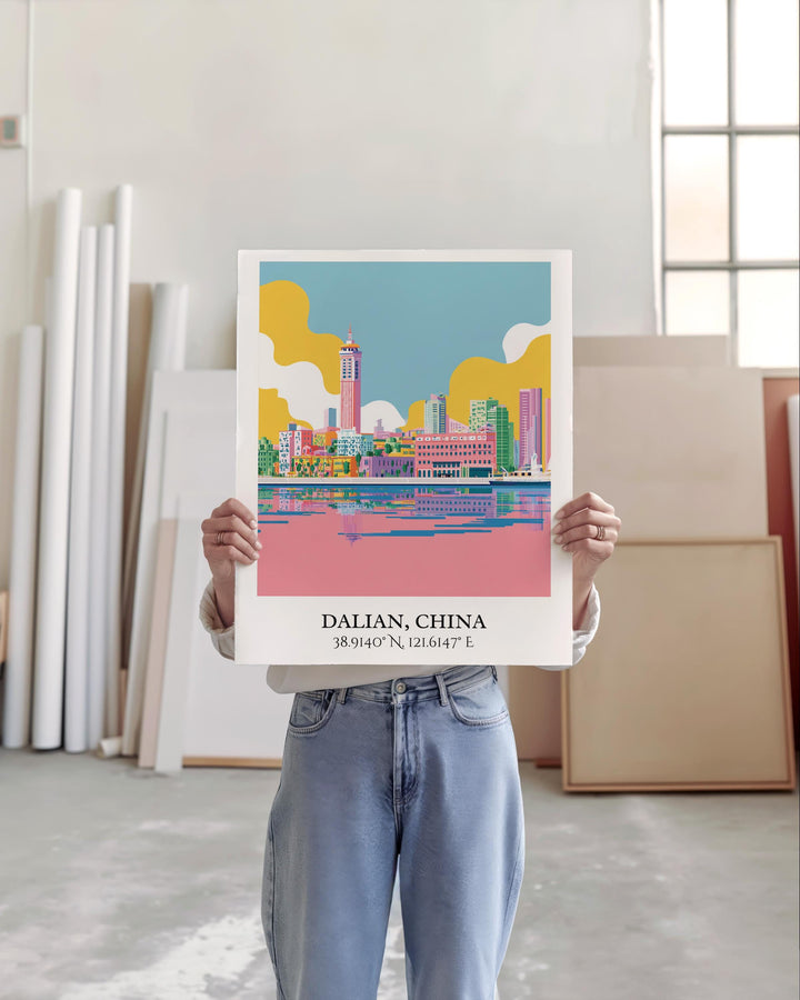 Dalian China Art, Dalian Retro Travel Art, Dalian Home Decor, Dalian China Gift, China Travel Art, Travel Prints, Housewarming Gift