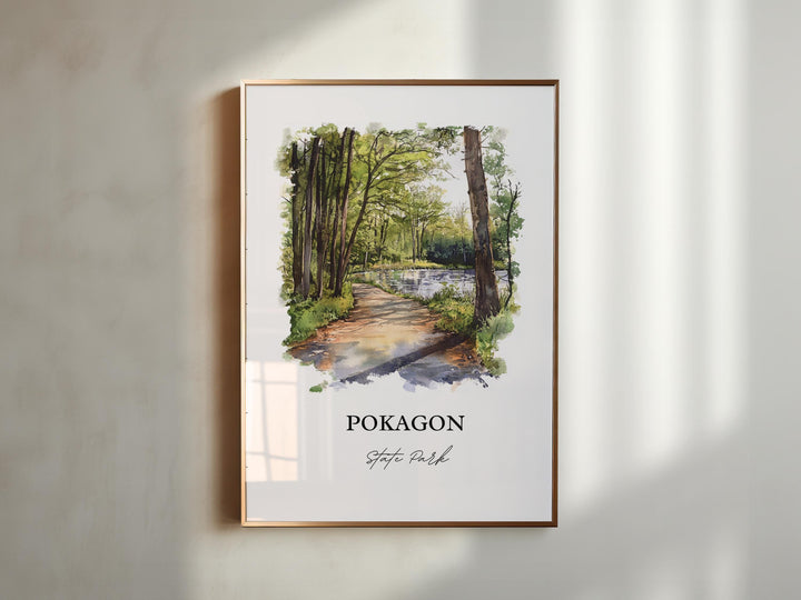 Pokagon State Park Wall Art, Angola Indiana Print, Indiana Watercolor, Steuben County Gift, Travel Print, Travel Poster, Housewarming Gift