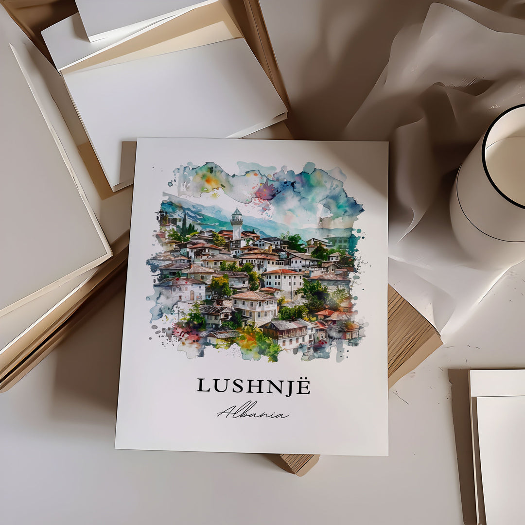 Lushnjë Wall Art, Lushnjë Albania Print, Lushnjë Watercolor, Lushnjë Albania Gift, Travel Poster, Housewarming Gift