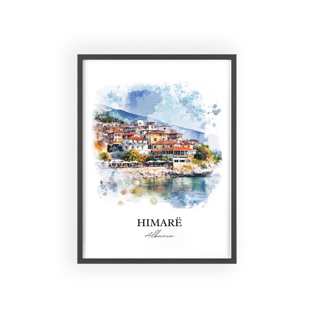Himarë Albania Wall Art, Vlorë County Print, Albania Watercolor Art, Albania Gift, Travel Print, Travel Poster, Housewarming Gift