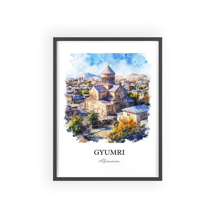 Gyumri Wall Art, Shirak Province Print, Armenia Watercolor Art, Gyumri Armenia Gift, Travel Print, Travel Poster, Housewarming Gift