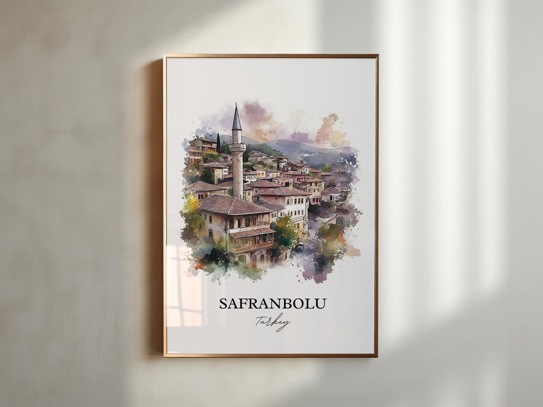 Safranbolu Turkey Wall Art, Karabük Province Print, Turkey Watercolor Art, Safranbolu Gift, Travel Print, Travel Poster, Housewarming Gift