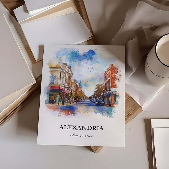 Alexandria Louisiana Art, Rapides Parish Print, Louisiana Watercolor, Alexandria LA Gift, Travel Print, Travel Poster, Housewarming Gift