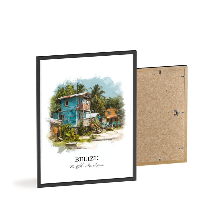 Belize Wall Art, Belize Print, Belize Watercolor Art, Belize Country Gift, Travel Print, Travel Poster, Housewarming Gift