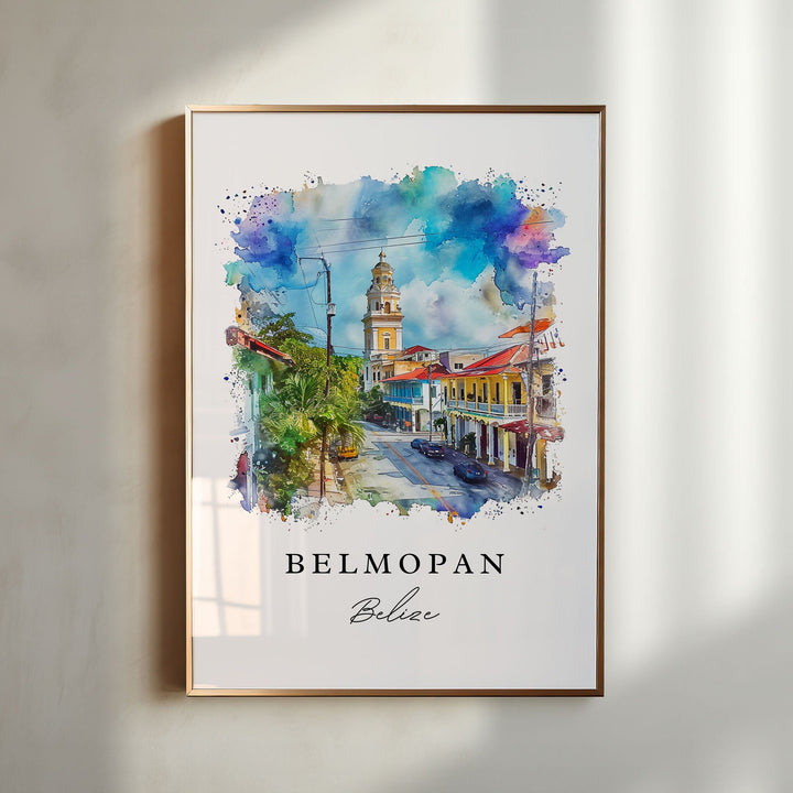 Belmopan watercolor travel art - Belize, Belmopan print, Wedding gift, Birthday present, Custom Text, Perfect Gift