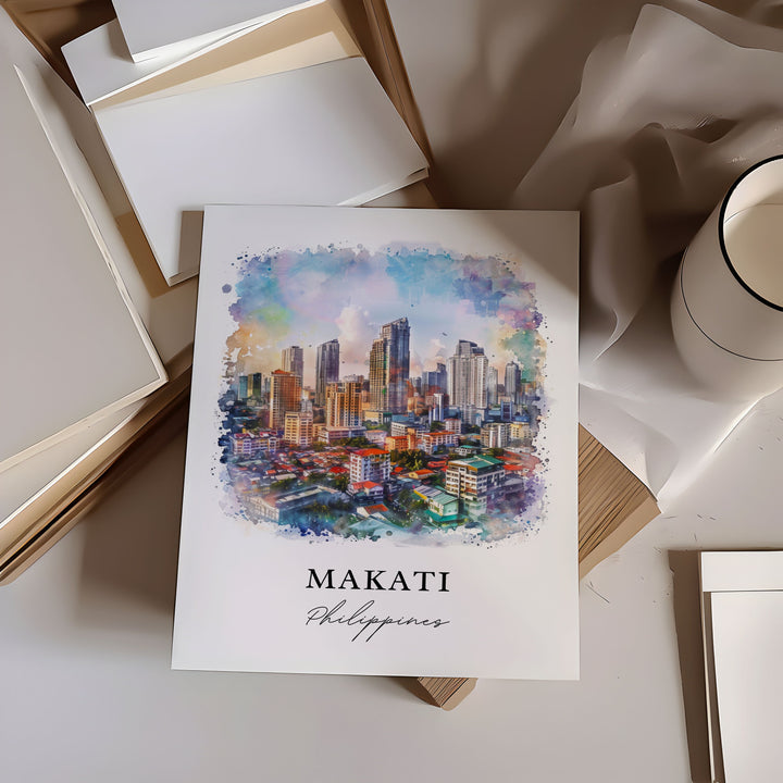 Makati Wall Art, Makati Philippines Print, Makati Watercolor, Makati Philippines Gift, Travel Poster, Housewarming Gift