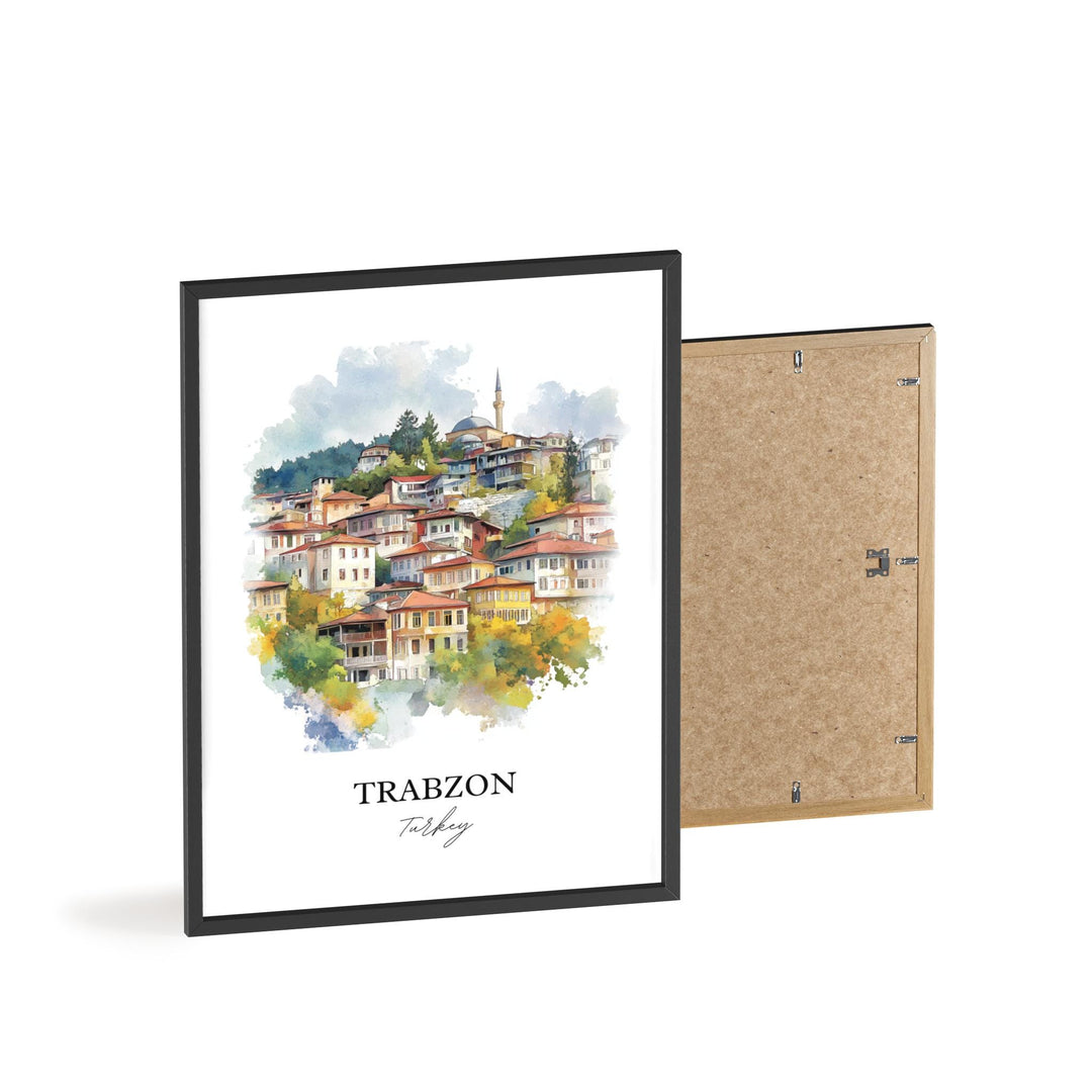 Trabzon Wall Art, Trabzon Turkey Print, Turkey Watercolor Art, Trabzon Turkey Gift, Travel Print, Travel Poster, Housewarming Gift