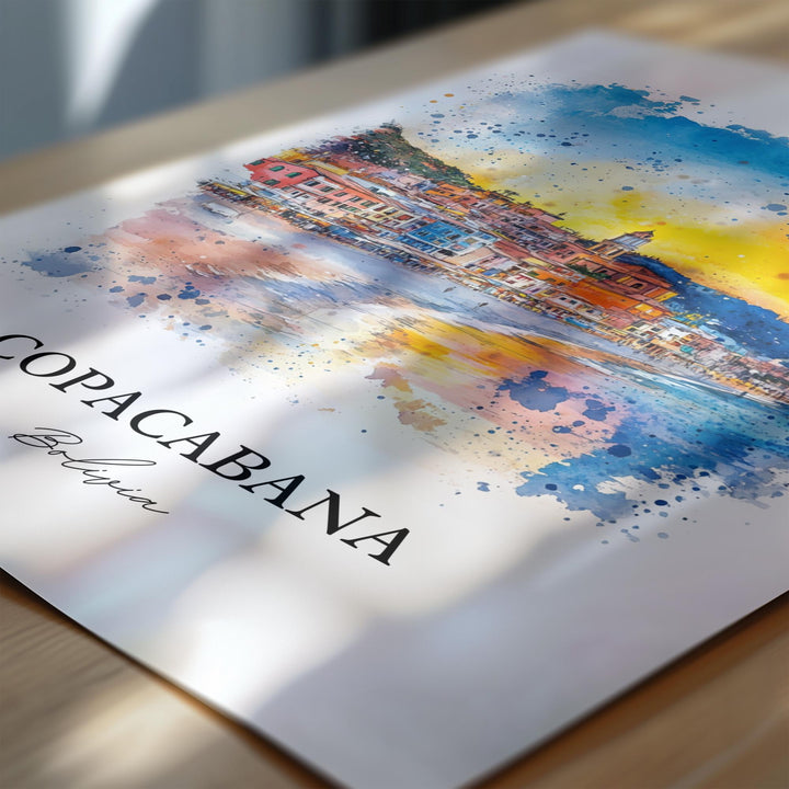 Copacabana Bolivia Wall Art, Lake Titicaca Print, Bolivia Artwork, Copacabana Bolivia Gift, Travel Print, Travel Poster, Housewarming Gift