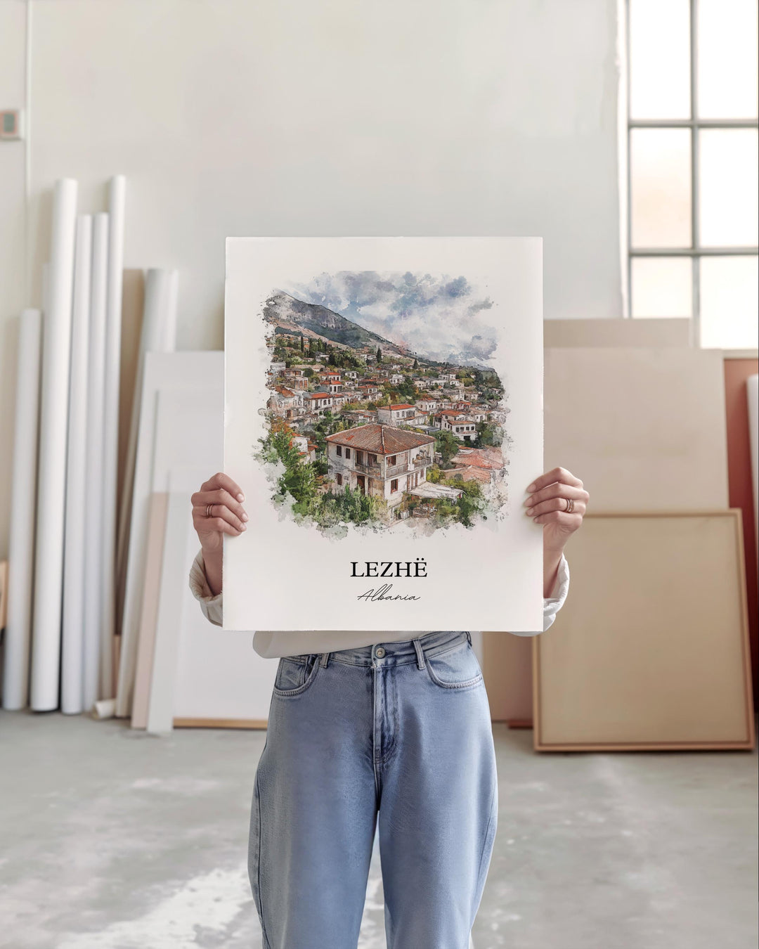 Lezhë Albania Wall Art, Lezhë Municipality Print, Albania Watercolor Art, Albania Gift, Travel Print, Travel Poster, Housewarming Gift