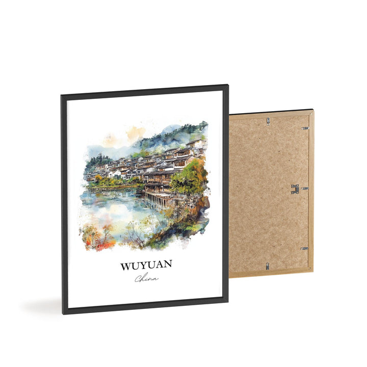 Wuyuan Wall Art, Wuyuan China Print, China Watercolor Art, Jiangxi Province Gift, Travel Print, Travel Poster, Housewarming Gift