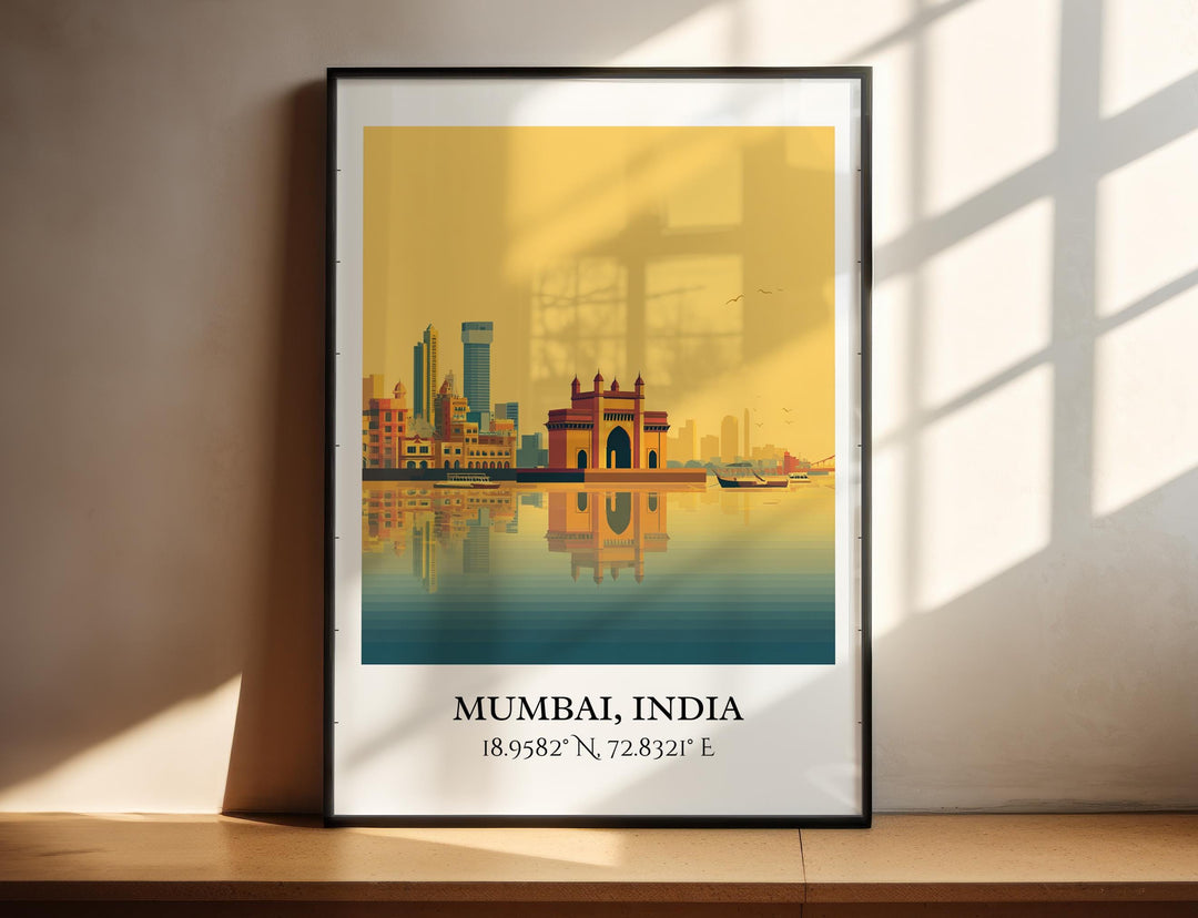 Mumbai Art, Mumbai Retro Travel Art, Mumbai Home Decor, Mumbai India Gift, India Travel Art, Travel Prints, Housewarming Gift