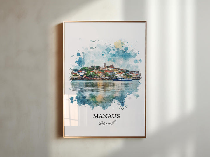 Manaus Brazil Wall Art, Manaus Print, Brazil Watercolor Art, Manaus Brazil Gift, Travel Print, Travel Poster, Housewarming Gift