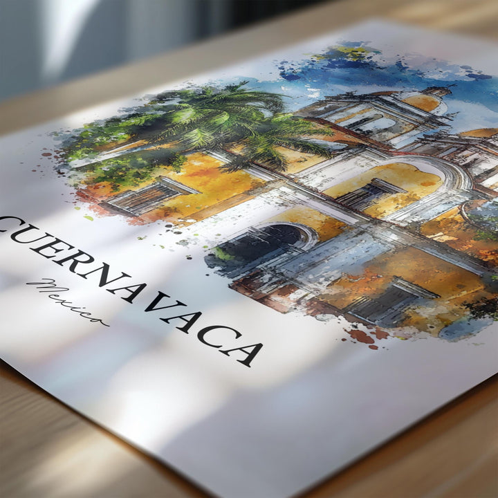 Cuernavaca Wall Art, Morelos State MX Print, Mexico Watercolor Art, Cuernavaca MX Gift, Travel Print, Travel Poster, Housewarming Gift