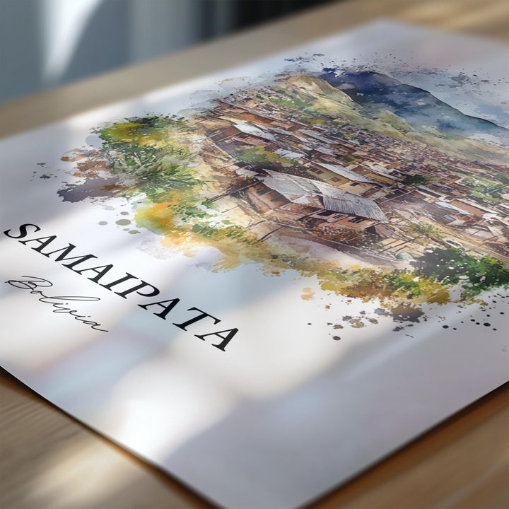 Samaipata Wall Art, Bolivian Andes Print, Bolivia Watercolor Art, Samaipata Bolivia Gift, Travel Print, Travel Poster, Housewarming Gift