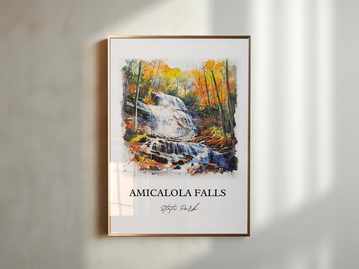 Amicalola Falls Wall Art, Dawson County Print, Georgia Watercolor Art, Amicalola Falls Gift, Travel Print, Travel Poster, Housewarming Gift