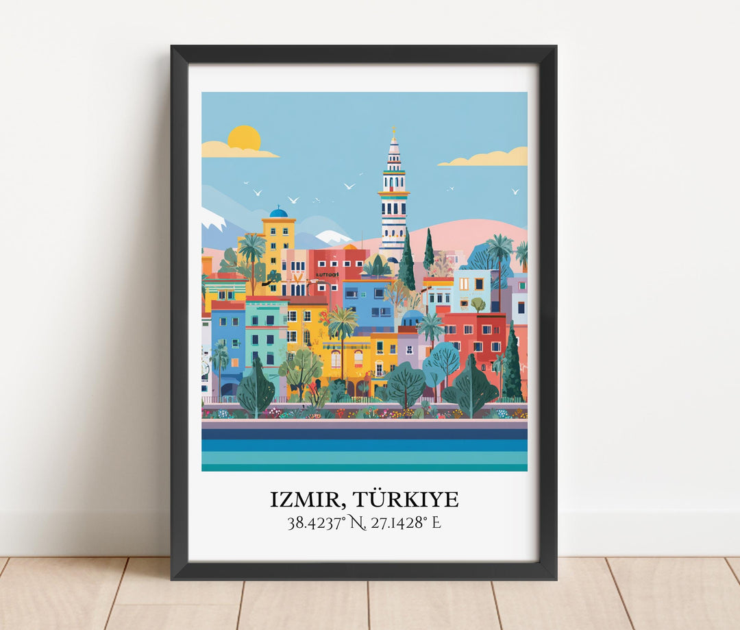 Izmir Turkey Art, Izmir Retro Travel Art, Izmir Home Decor, Izmir Turkey Gift, Turkey Travel Art, Travel Prints, Housewarming Gift