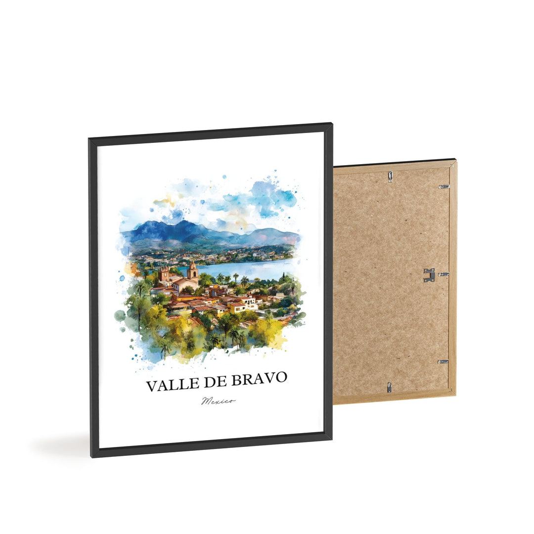Valle de Bravo Wall Art, Lake Avándaro Print, Mexico Watercolor Art, Valle de Bravo Gift, Travel Print, Travel Poster, Housewarming Gift