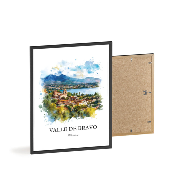 Valle de Bravo Wall Art, Lake Avándaro Print, Mexico Watercolor Art, Valle de Bravo Gift, Travel Print, Travel Poster, Housewarming Gift