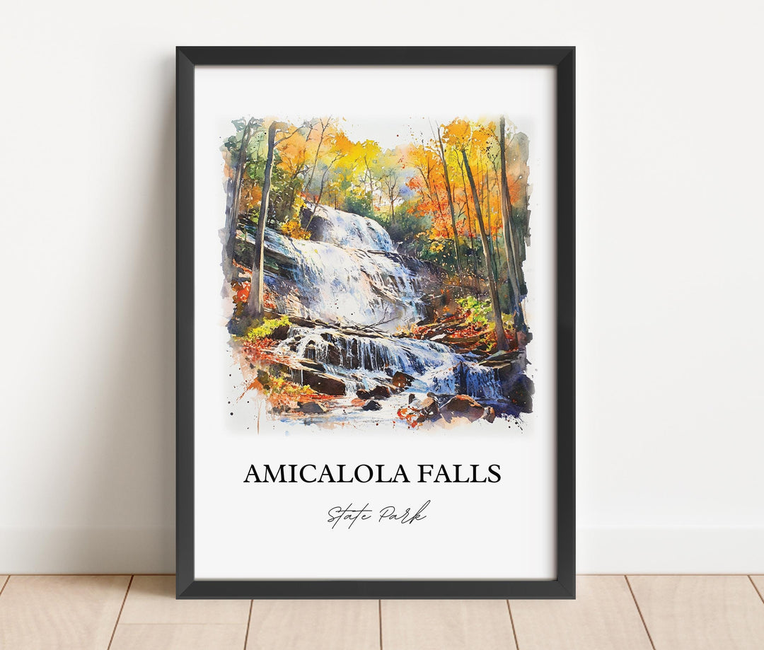 Amicalola Falls Wall Art, Dawson County Print, Georgia Watercolor Art, Amicalola Falls Gift, Travel Print, Travel Poster, Housewarming Gift