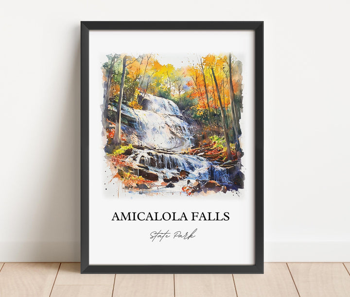 Amicalola Falls Wall Art, Dawson County Print, Georgia Watercolor Art, Amicalola Falls Gift, Travel Print, Travel Poster, Housewarming Gift